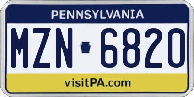 PA license plate MZN6820