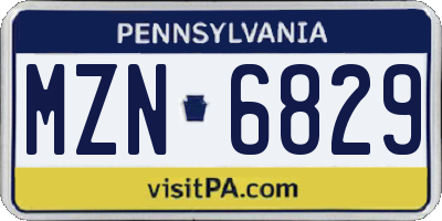 PA license plate MZN6829