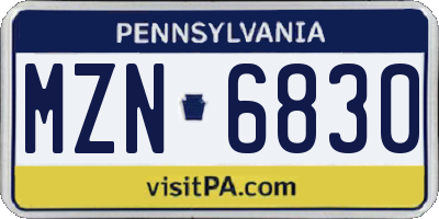 PA license plate MZN6830