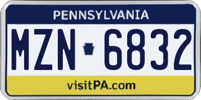 PA license plate MZN6832