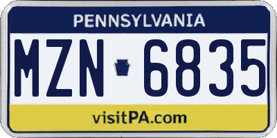 PA license plate MZN6835