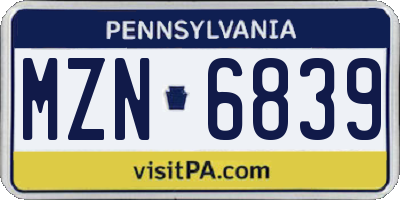 PA license plate MZN6839