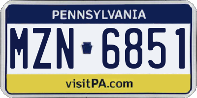 PA license plate MZN6851