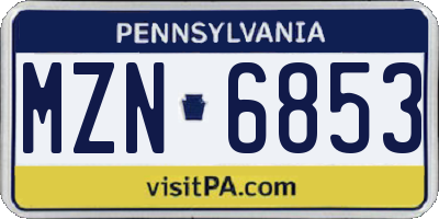 PA license plate MZN6853