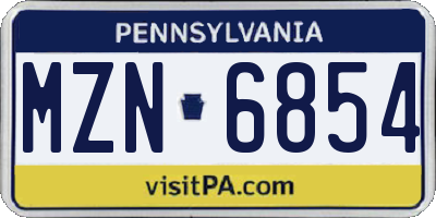 PA license plate MZN6854