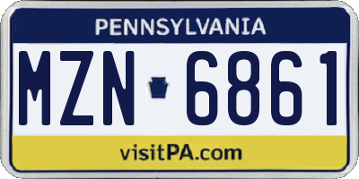 PA license plate MZN6861