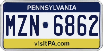PA license plate MZN6862