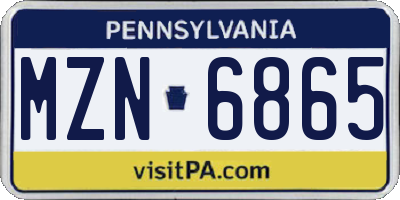 PA license plate MZN6865
