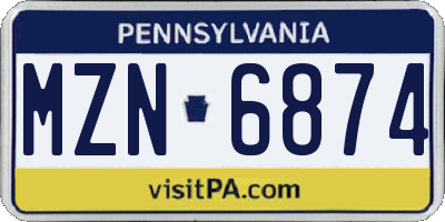 PA license plate MZN6874