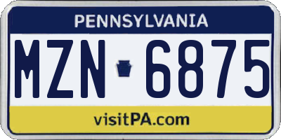 PA license plate MZN6875