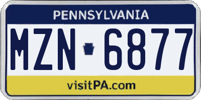 PA license plate MZN6877