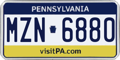 PA license plate MZN6880