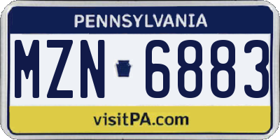 PA license plate MZN6883