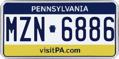 PA license plate MZN6886