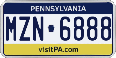 PA license plate MZN6888