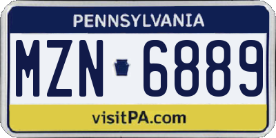 PA license plate MZN6889