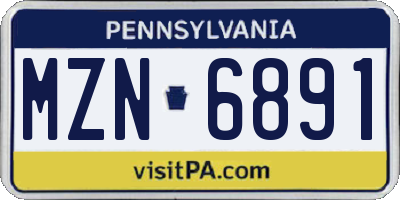 PA license plate MZN6891