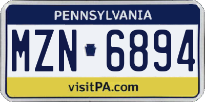 PA license plate MZN6894