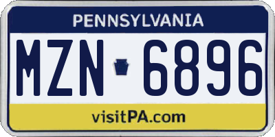 PA license plate MZN6896