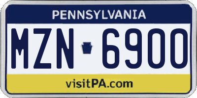 PA license plate MZN6900
