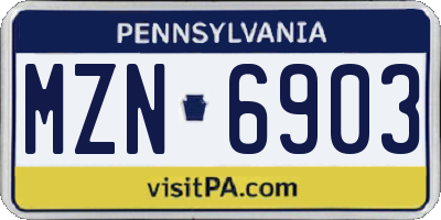PA license plate MZN6903