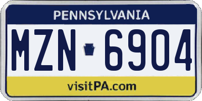 PA license plate MZN6904