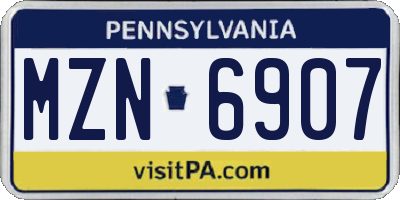 PA license plate MZN6907