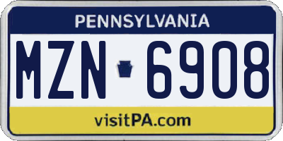 PA license plate MZN6908