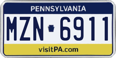PA license plate MZN6911