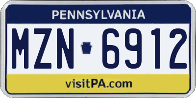 PA license plate MZN6912