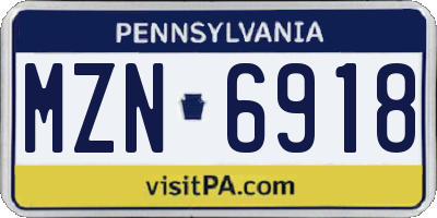 PA license plate MZN6918