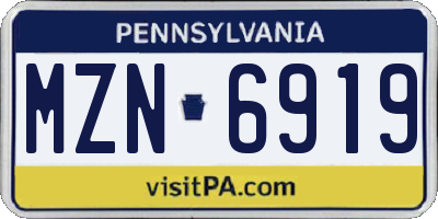PA license plate MZN6919