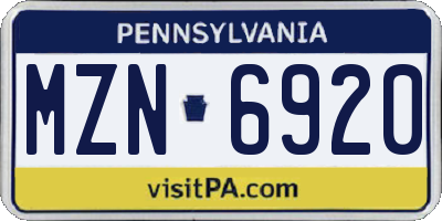 PA license plate MZN6920