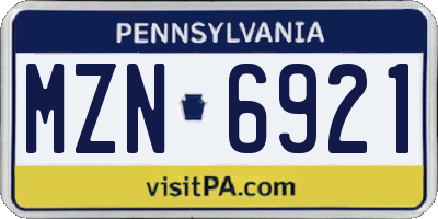 PA license plate MZN6921