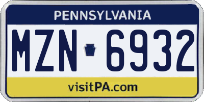 PA license plate MZN6932