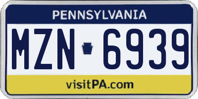 PA license plate MZN6939