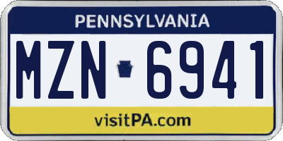 PA license plate MZN6941