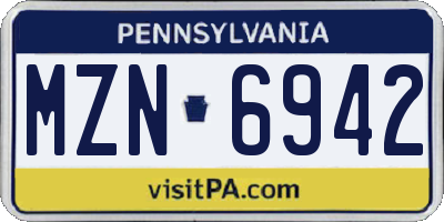 PA license plate MZN6942