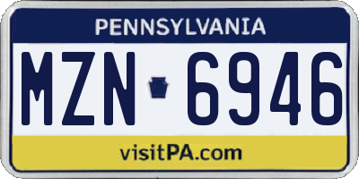 PA license plate MZN6946