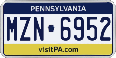 PA license plate MZN6952