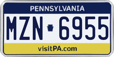 PA license plate MZN6955