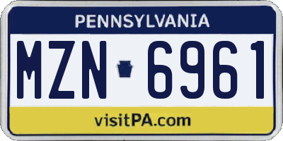 PA license plate MZN6961