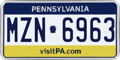 PA license plate MZN6963