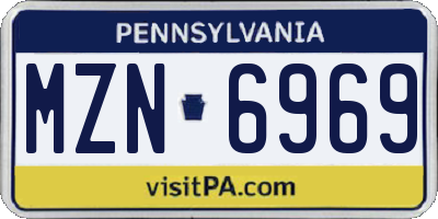 PA license plate MZN6969