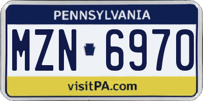 PA license plate MZN6970