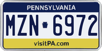 PA license plate MZN6972