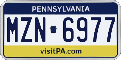 PA license plate MZN6977