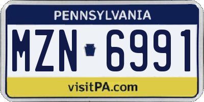 PA license plate MZN6991