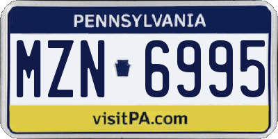 PA license plate MZN6995