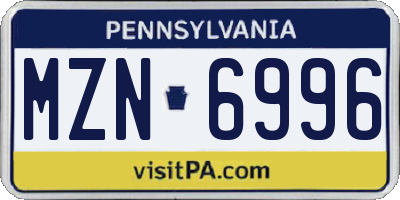PA license plate MZN6996